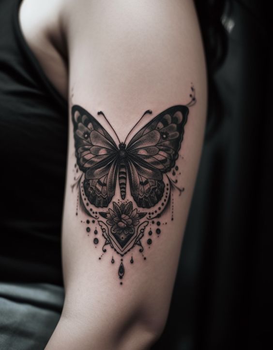 Blackwork Butterfly Tattoo