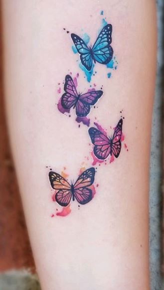 Colorful Butterflies Tattoo