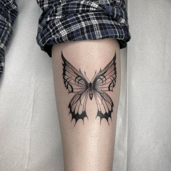 Contrasting Butterfly Tattoo