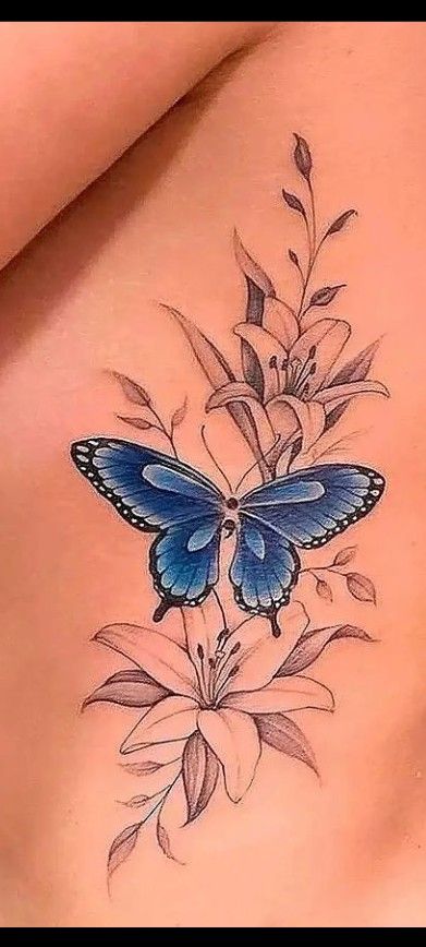 Floral Butterfly Tattoo