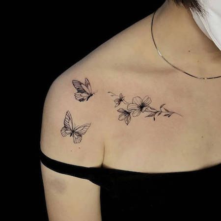 Shoulder Butterfly Tattoo